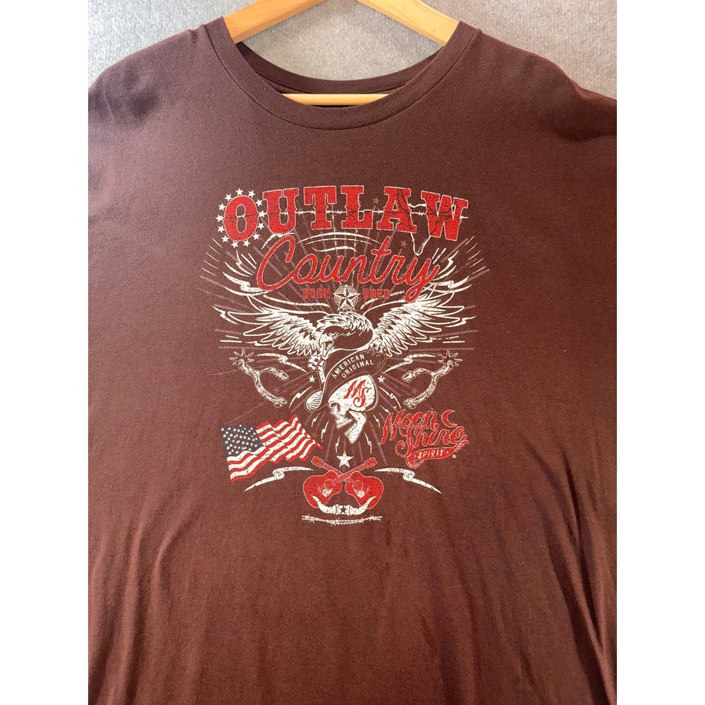 Moonshine Spirit Brad Paisley Mens Outlaw Country Eagle Graphic TShirt 2XL Brown
